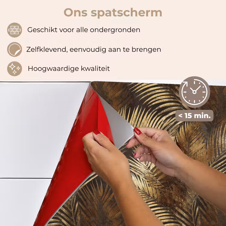 Spatscherm keuken - Tropisch - Bladeren - Goud — 4