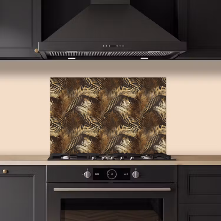 Spatscherm keuken - Tropisch - Bladeren - Goud — 5