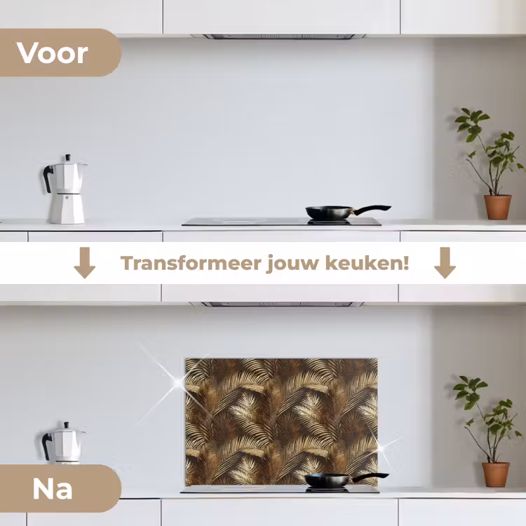 Spatscherm keuken - Tropisch - Bladeren - Goud — 7