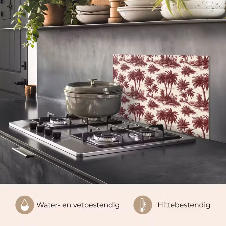 Spatscherm keuken - Tropisch - Geometrisch - Bordeauxrood — 2