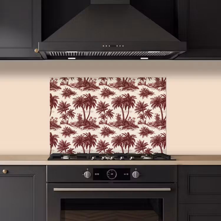 Spatscherm keuken - Tropisch - Geometrisch - Bordeauxrood — 5