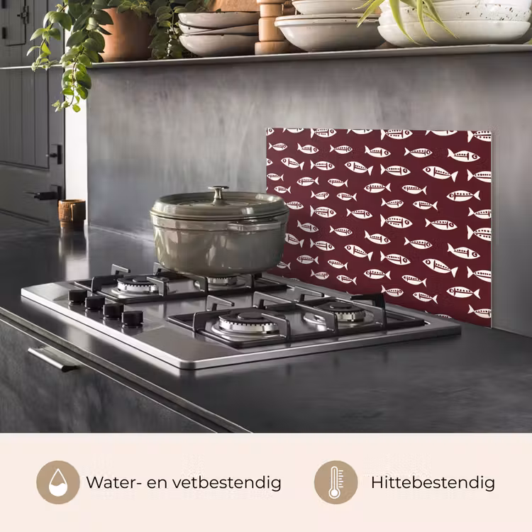 Spatscherm keuken - Vissen - Grafisch - Patroon - Donker — 2
