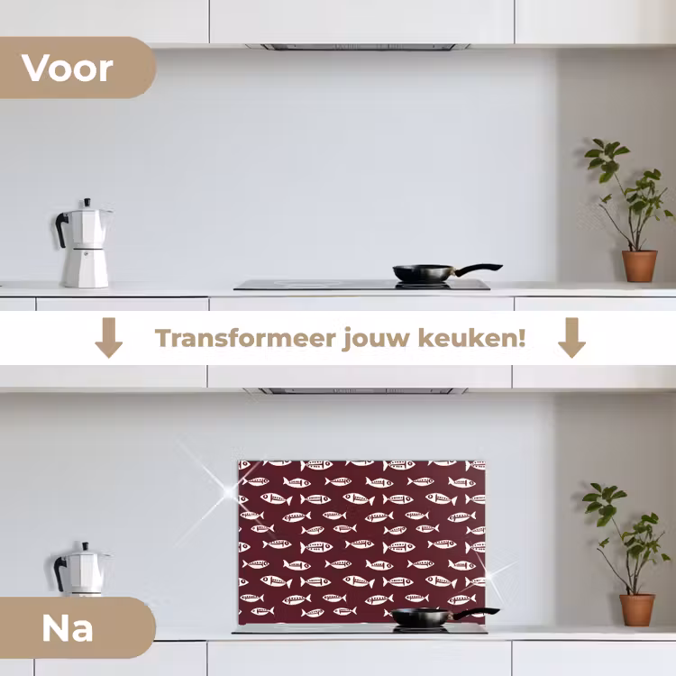 Spatscherm keuken - Vissen - Grafisch - Patroon - Donker — 7