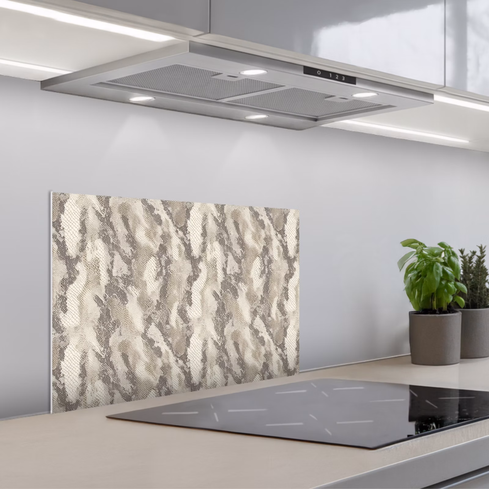 Spatscherm keuken - Slang - Patroon - Taupe — 1