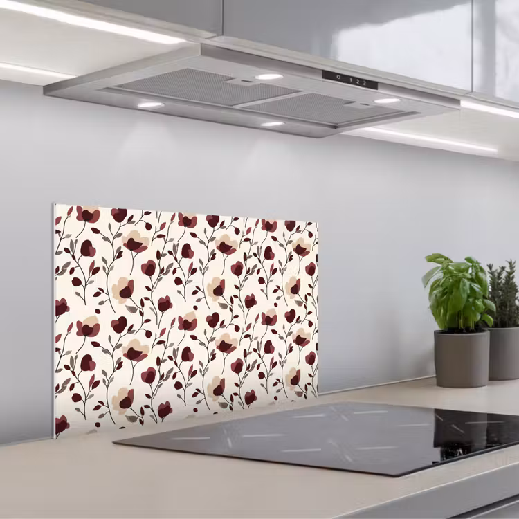 Spatscherm keuken - Bloemen - Botanisch - Bordeaux — 1