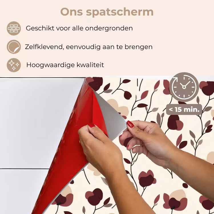 Spatscherm keuken - Bloemen - Botanisch - Bordeaux — 4