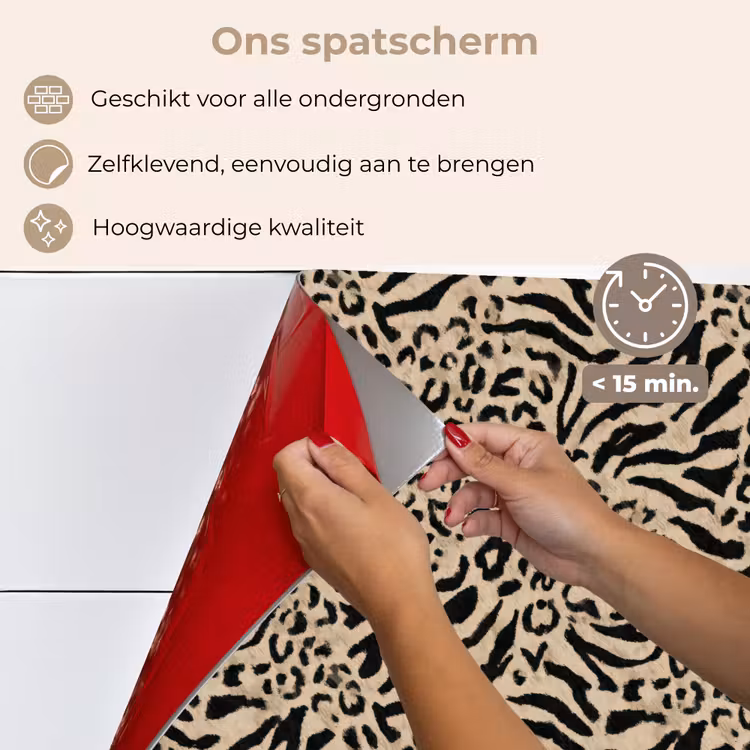Spatscherm keuken - Giraf - Zebra - Motief - Bruin — 4