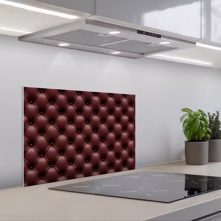 Spatscherm keuken - Leer - Patroon - Bordeaux — 1