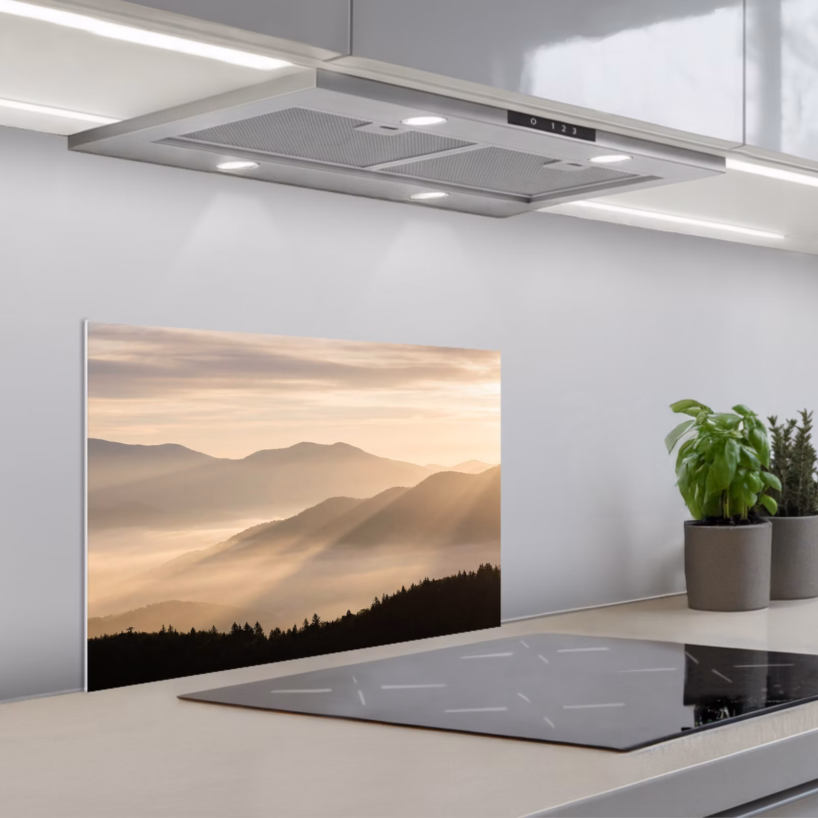 Spatscherm keuken - Bergen - Mist - Zonnestralen — 1