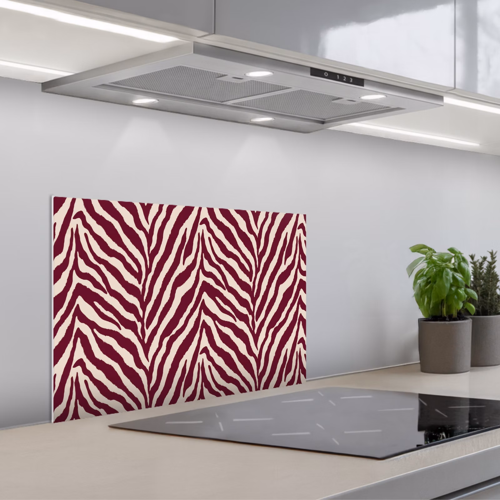 Spatscherm keuken - Zebra - Motief - Bordeaux - Rood — 1