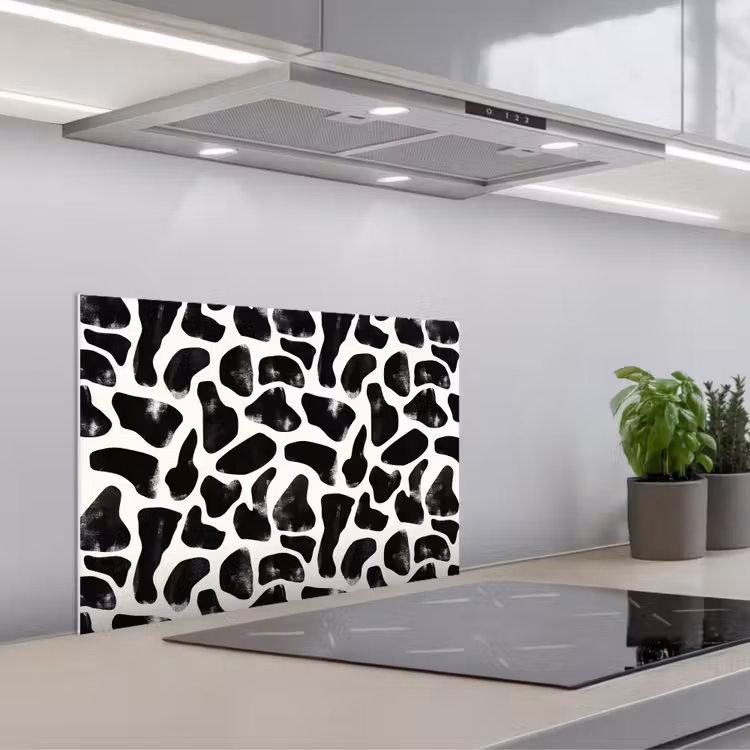 Spatscherm keuken - Dierenpatroon - Vlekken - Zwart - Wit — 1