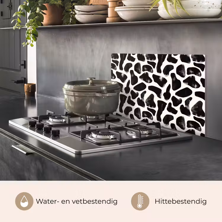 Spatscherm keuken - Dierenpatroon - Vlekken - Zwart - Wit — 2