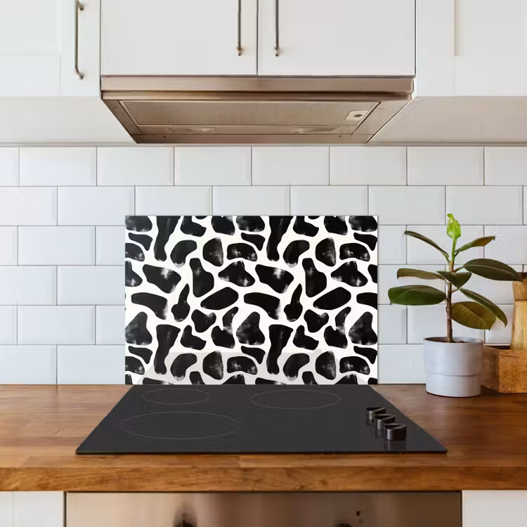 Spatscherm keuken - Dierenpatroon - Vlekken - Zwart - Wit — 3