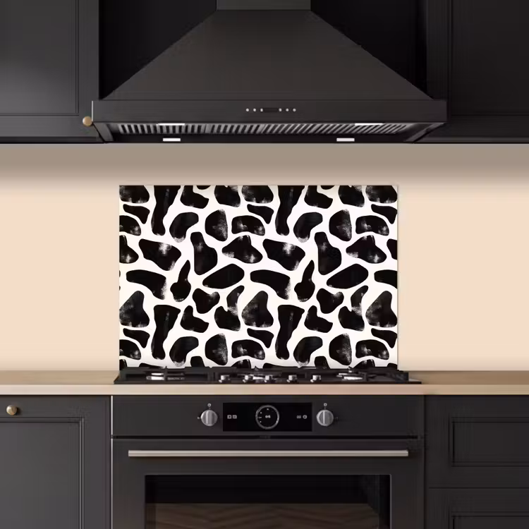 Spatscherm keuken - Dierenpatroon - Vlekken - Zwart - Wit — 5
