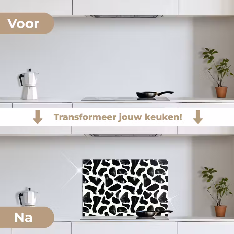 Spatscherm keuken - Dierenpatroon - Vlekken - Zwart - Wit — 7