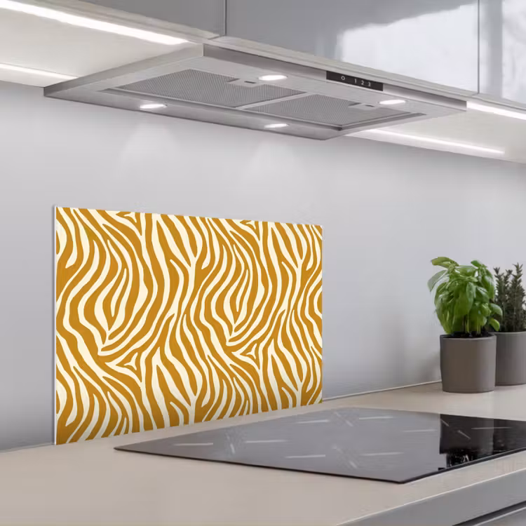 Spatscherm keuken - Zebra - Klassiek - Oker - Geel — 1