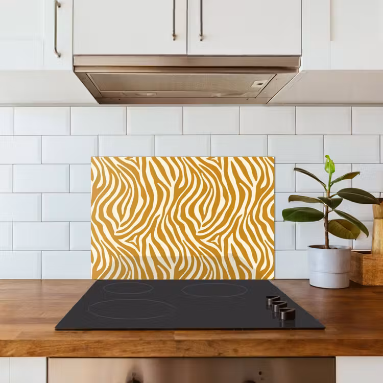 Spatscherm keuken - Zebra - Klassiek - Oker - Geel — 3