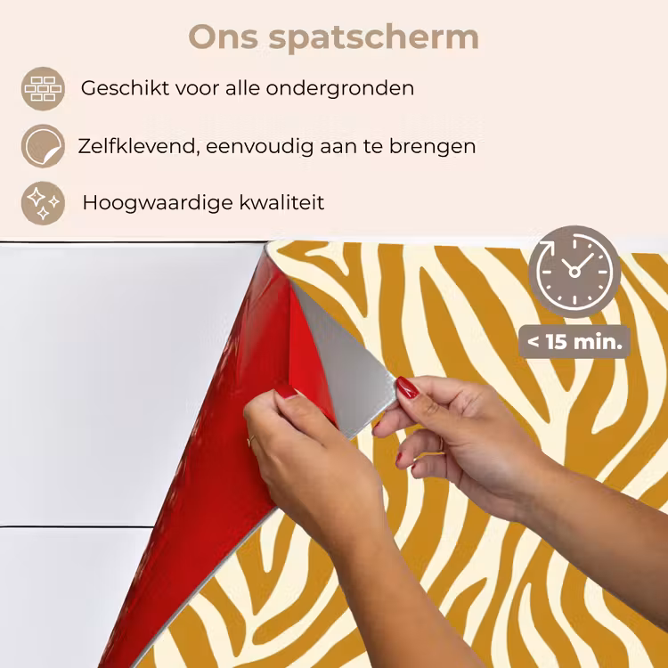 Spatscherm keuken - Zebra - Klassiek - Oker - Geel — 4