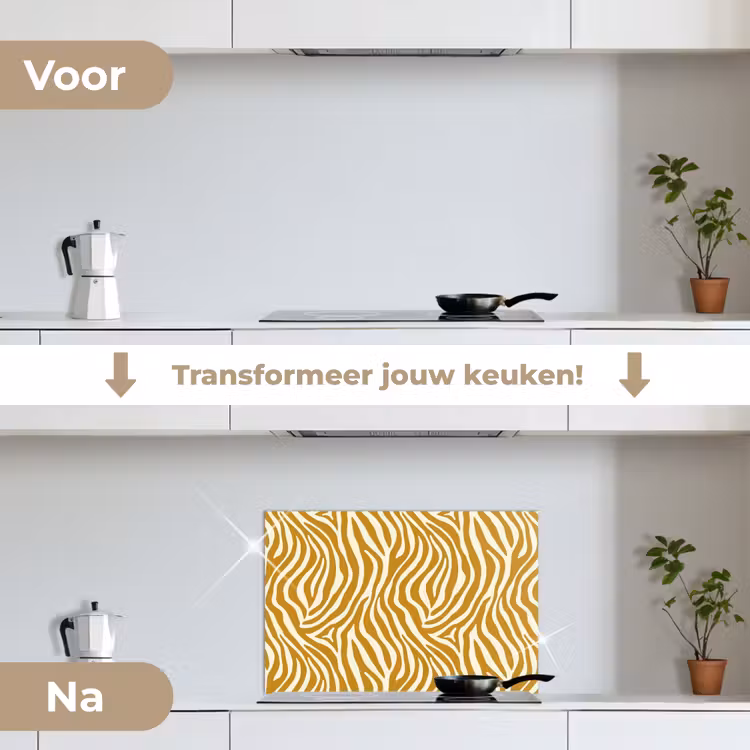 Spatscherm keuken - Zebra - Klassiek - Oker - Geel — 7