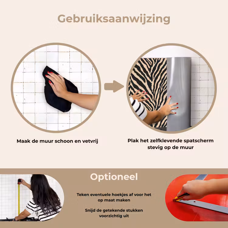 Spatscherm keuken - Zebra - Klassiek - Zwart — 6