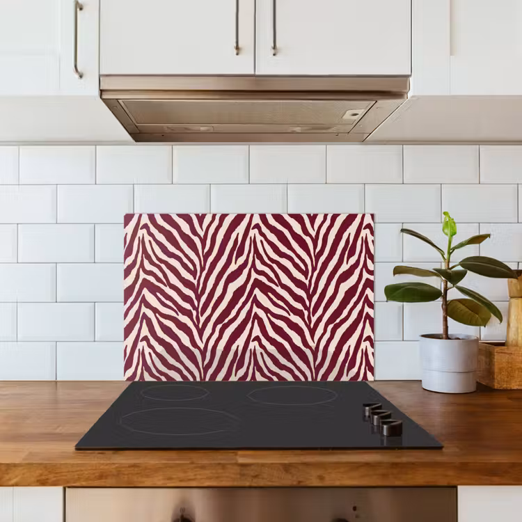 Spatscherm keuken - Zebra - Motief - Bordeaux - Rood — 3