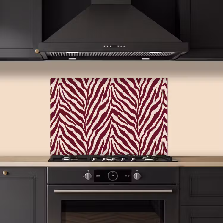 Spatscherm keuken - Zebra - Motief - Bordeaux - Rood — 5