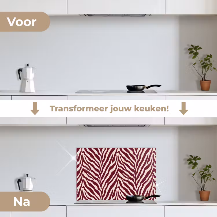 Spatscherm keuken - Zebra - Motief - Bordeaux - Rood — 7