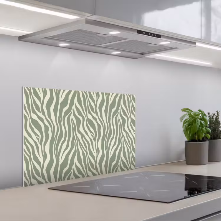 Spatscherm keuken - Zebra - Motief - Groen — 1