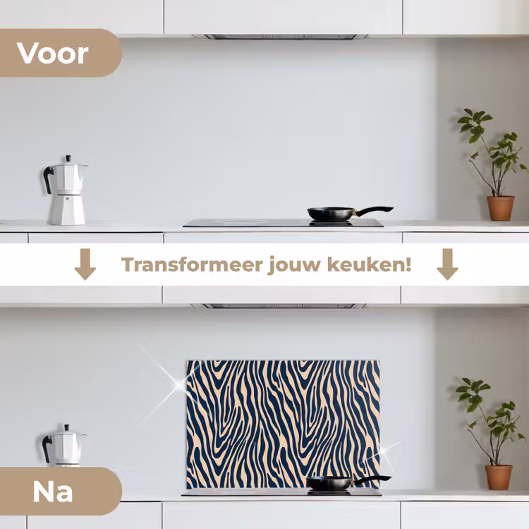 Spatscherm keuken - Zebra - Patroon - Blauw - Beige — 7