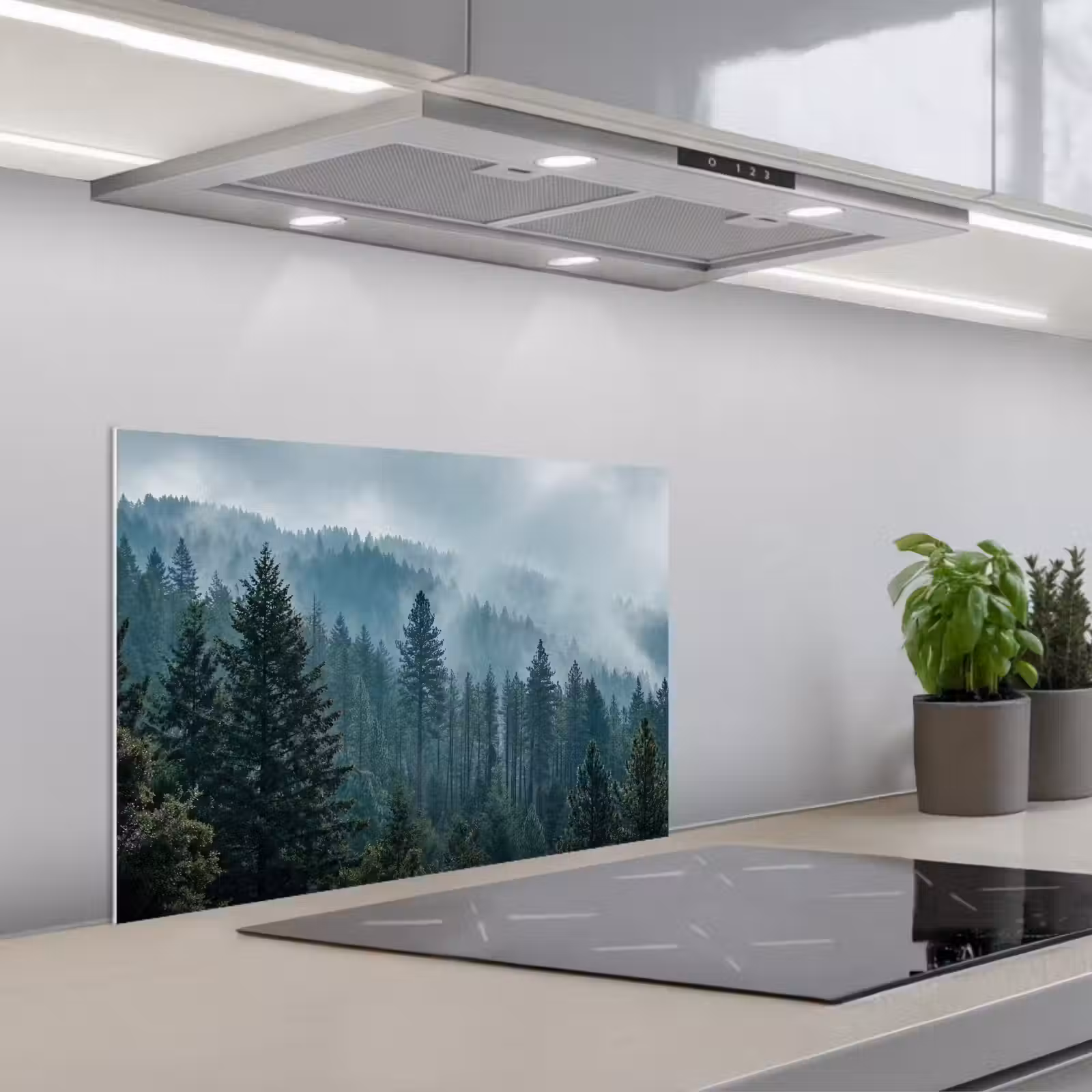 Spatscherm keuken - Naaldwoud - Bergen - Mist — 1