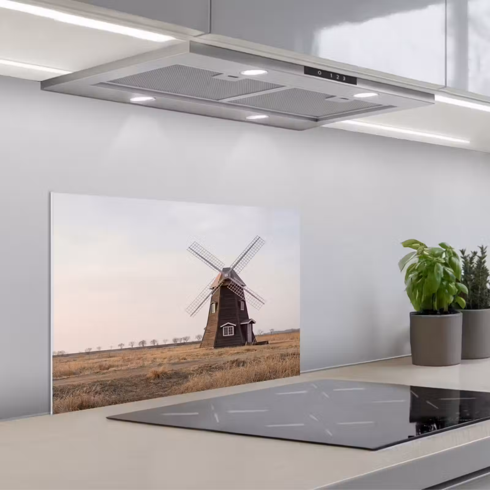 Spatscherm keuken - Windmolens - Landschap - Veld — 1