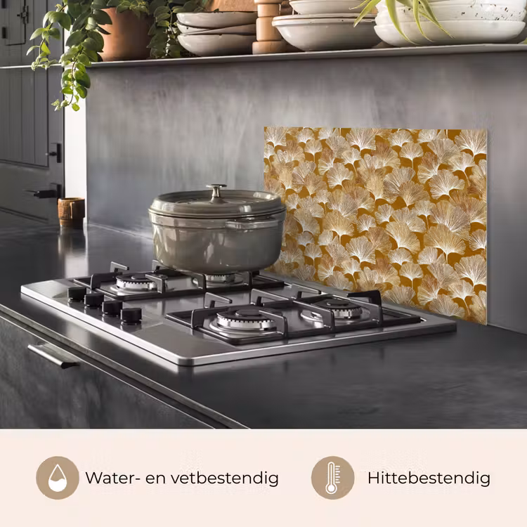 Spatscherm keuken - Ginkgo - Bladeren - Goud — 2