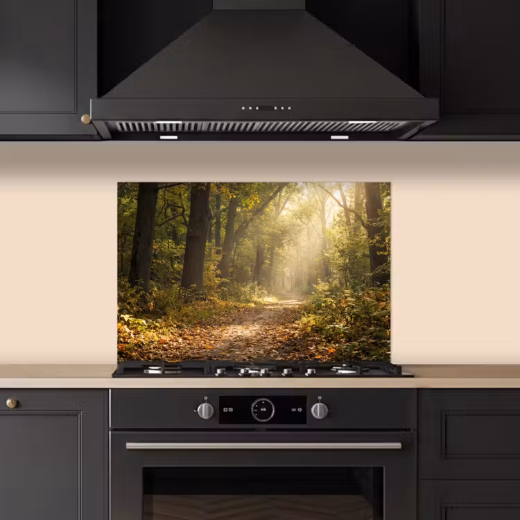 Spatscherm keuken - Zonlicht - Bospad - Bomen — 5
