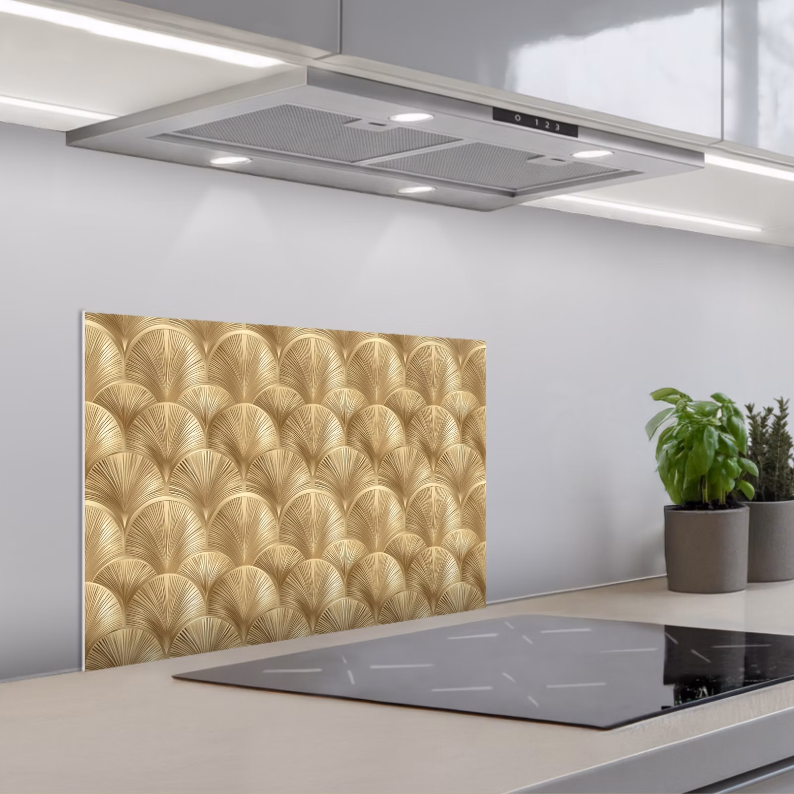 Spatscherm keuken - Patroon - Waaier - Goud — 1