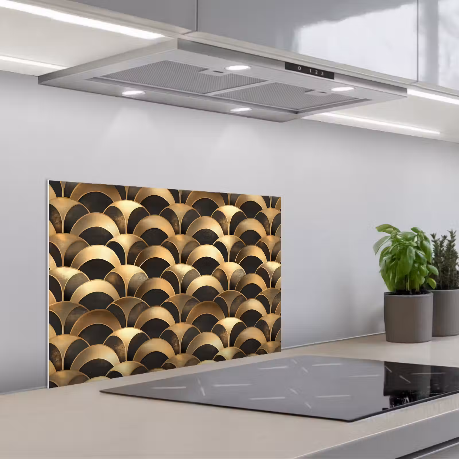 Spatscherm keuken - Schubben - Structuur - Goud — 1
