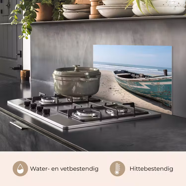 Spatscherm keuken - Boot - Zandstrand - Zee — 2