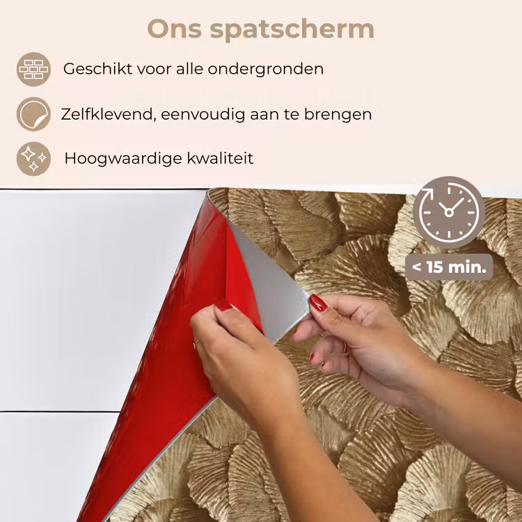 Spatscherm keuken - Organisch - Patroon - Bladeren - Goud — 4