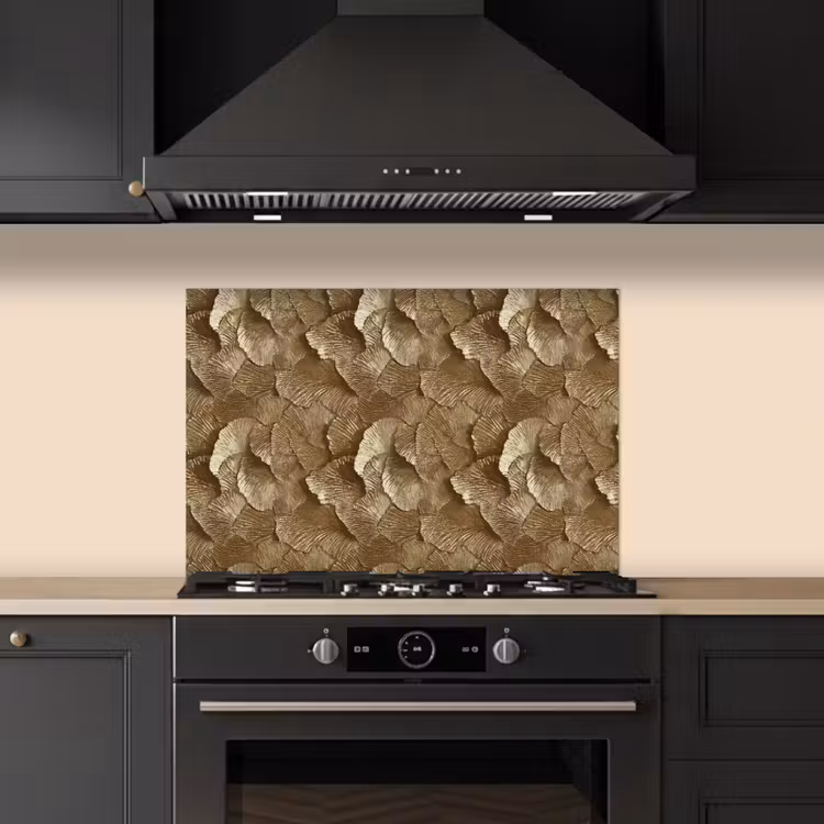 Spatscherm keuken - Organisch - Patroon - Bladeren - Goud — 5