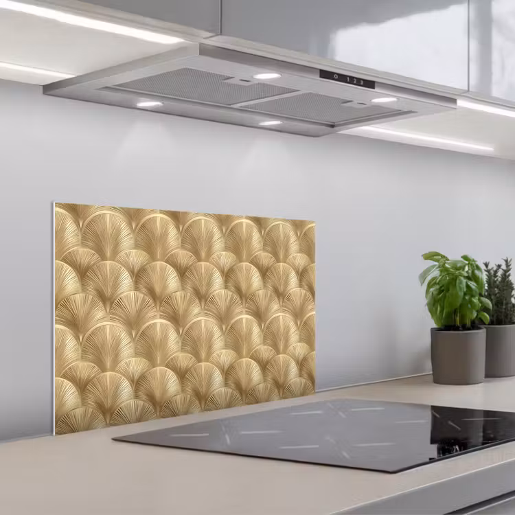 Spatscherm keuken - Patroon - Waaier - Goud — 1