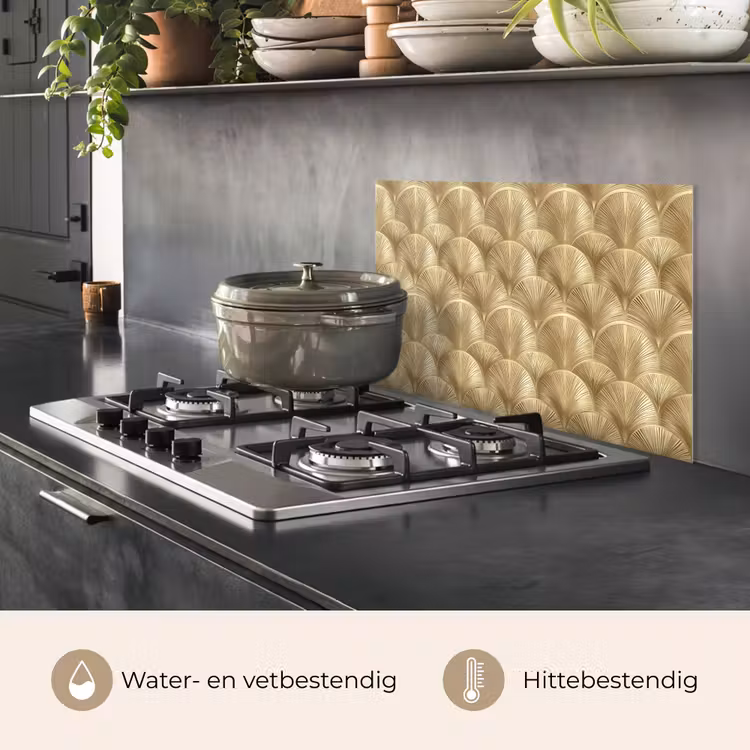 Spatscherm keuken - Patroon - Waaier - Goud — 2