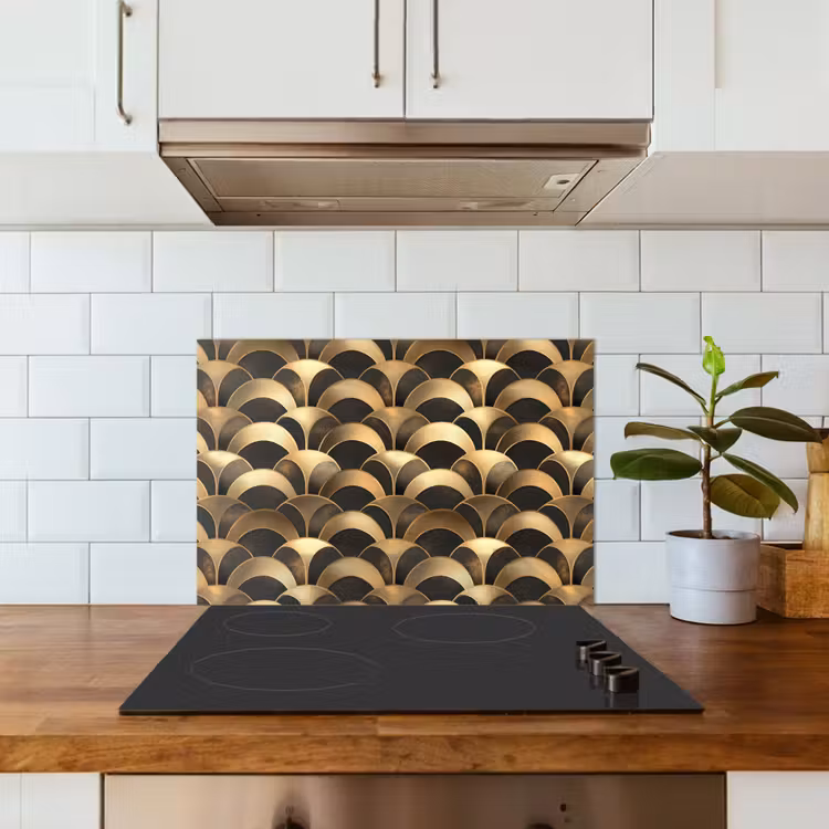 Spatscherm keuken - Schubben - Structuur - Goud — 3