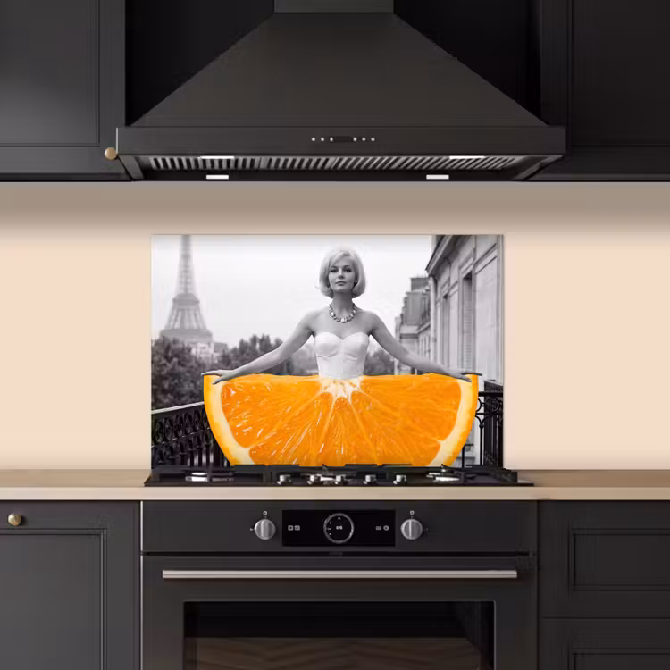Spatscherm keuken - Sinaasappel - Eiffeltoren - Vrouw — 5