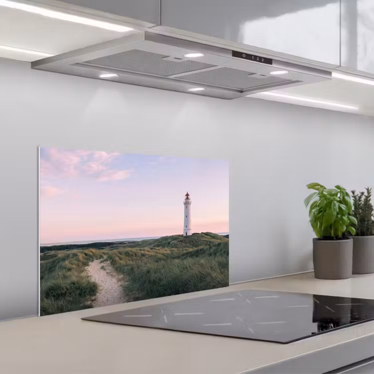 Spatscherm keuken - Vuurtoren - Duinlandschap - Zee — 1