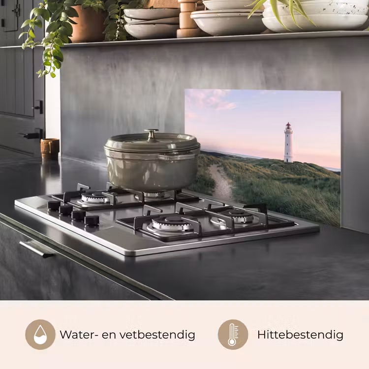 Spatscherm keuken - Vuurtoren - Duinlandschap - Zee — 2