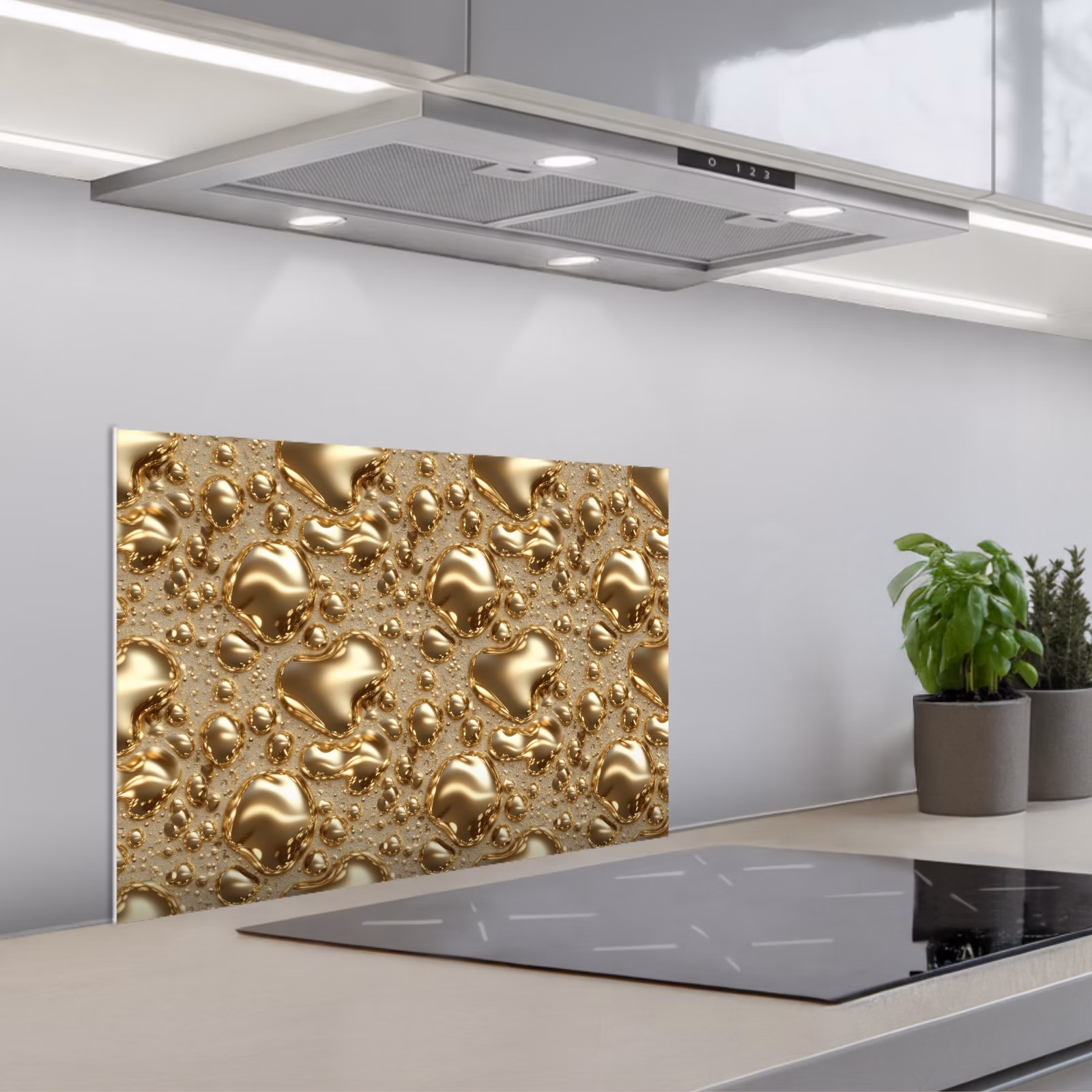 Spatscherm keuken - Druppels - Organisch - Goud — 1