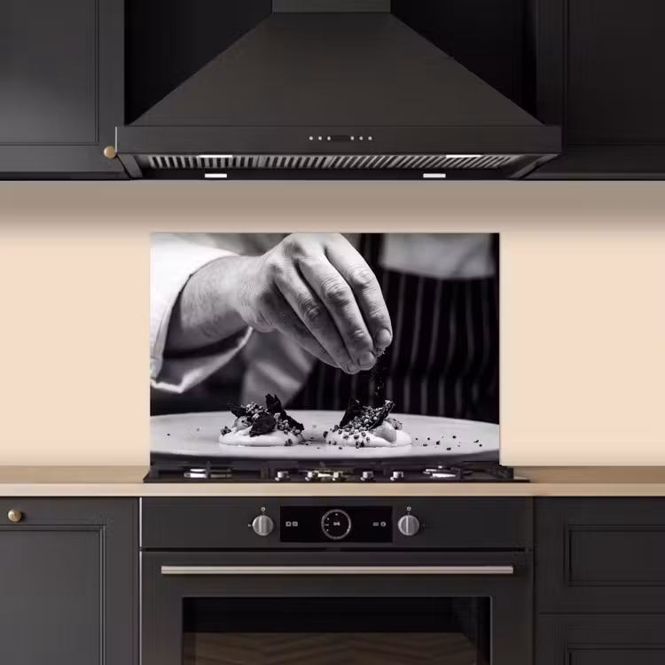 Spatscherm keuken - Chef - Garnering - Gerecht — 5