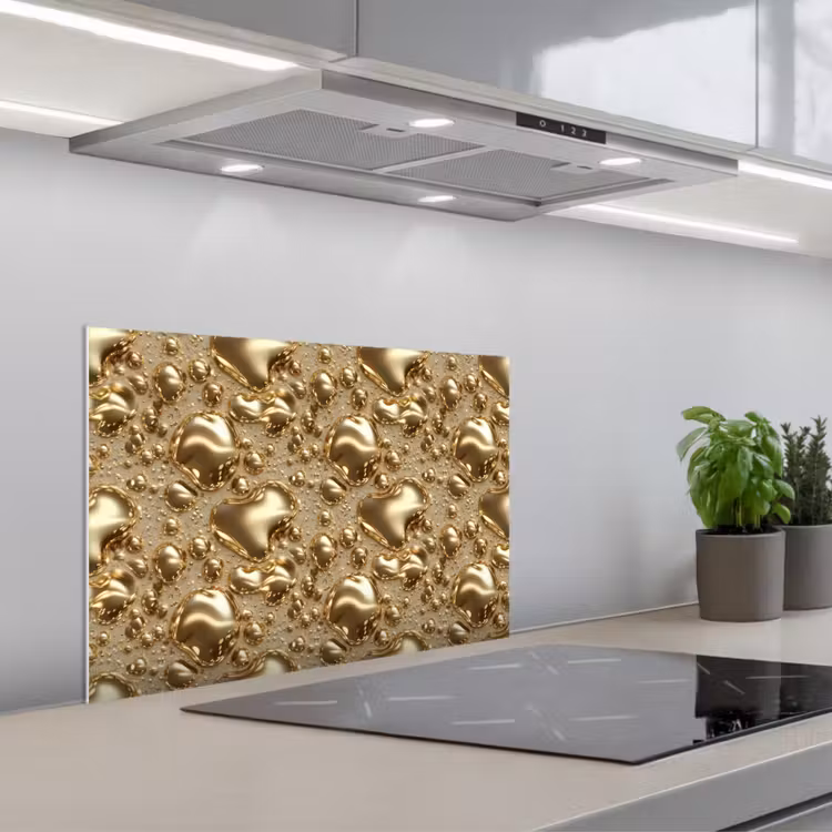 Spatscherm keuken - Druppels - Organisch - Goud — 1