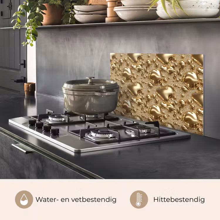 Spatscherm keuken - Druppels - Organisch - Goud — 2