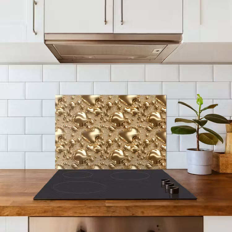Spatscherm keuken - Druppels - Organisch - Goud — 3