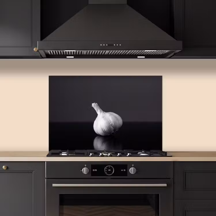Spatscherm keuken - Knoflook - Zwart - Wit — 5